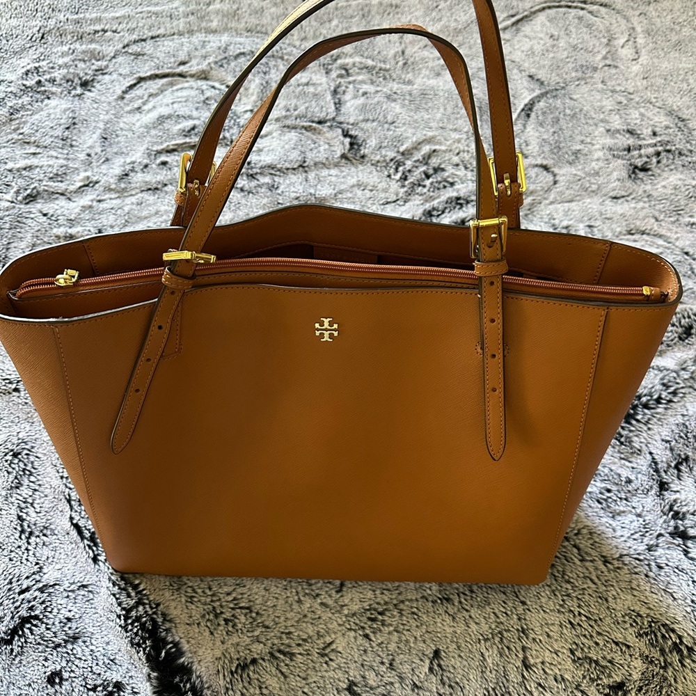 Tory Burch Brown Structured Leather Tote